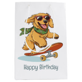 Happy Birthday Golden Retriever Dog Skateboarding