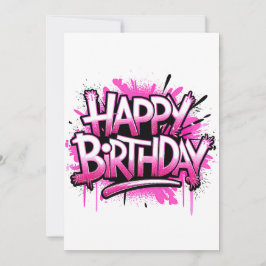 Happy Birthday Graffiti Pink Invitation editable Inbjudningar