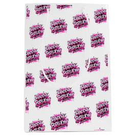 Happy Birthday Graffiti Pink & White Bag