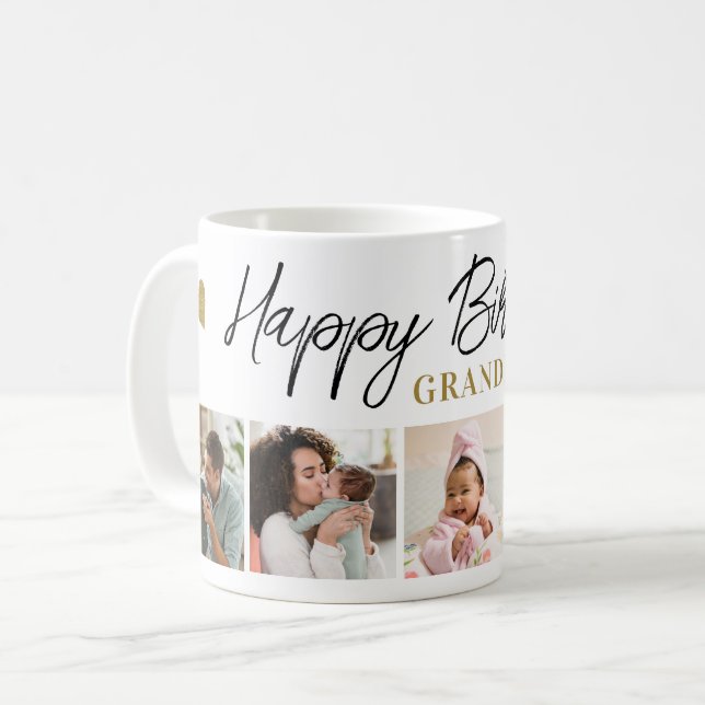 Happy Birthday Grandma 5 Photo Collage Keepsake  Kaffemugg (Framsida vänster)