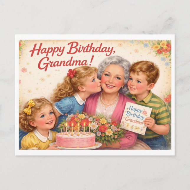 Happy birthday Grandma Vykort (Framsida)