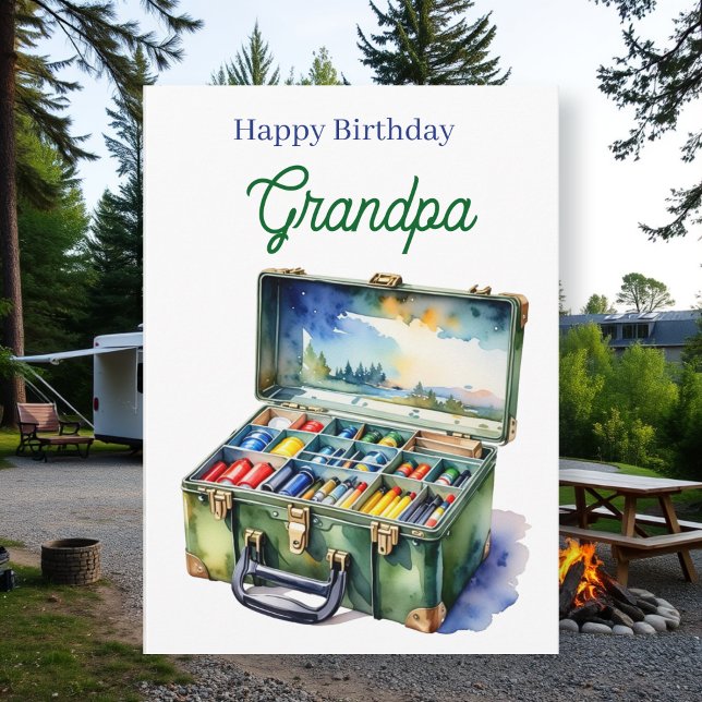 Happy Birthday Grandpa | Fishing Tackle Box Kort (Skapare uppladdad)