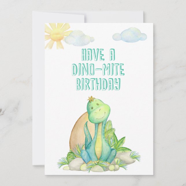 Happy Birthday Greeting Card with Dino for Kids (Framsida)