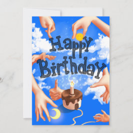 Happy Birthday greeting cards Blue Clouds Hands Julkort
