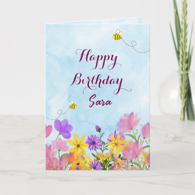 Happy Birthday Greetings Card  Kort (Framsida)