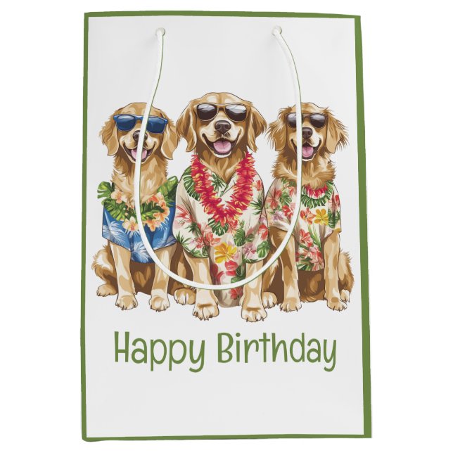Happy Birthday Hawaiian Golden Retriever Dogs (Framsidan)