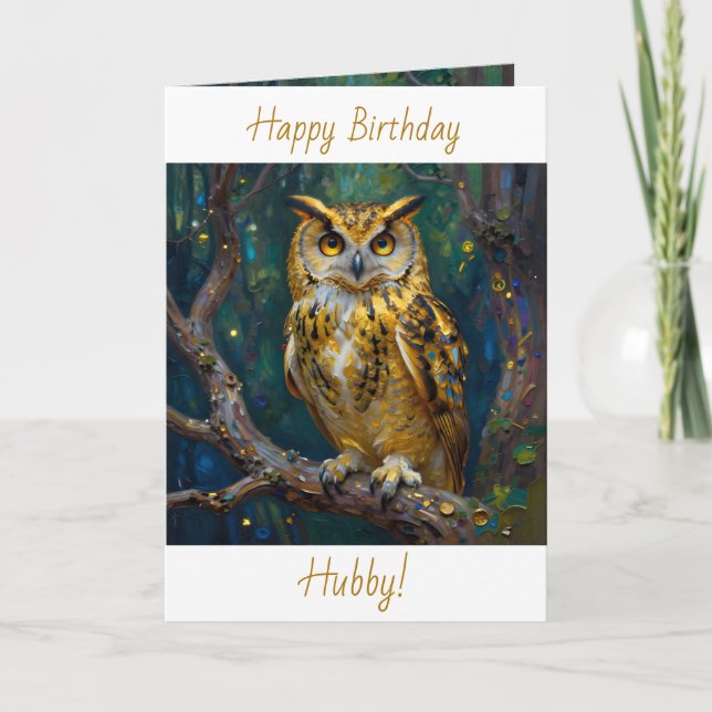 Happy Birthday Hubby | Owl Themed  Kort (Framsida)