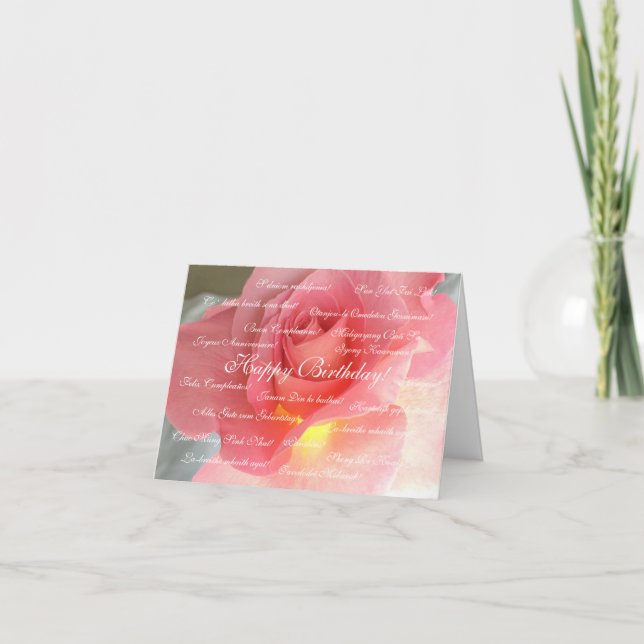 Happy Birthday in many languages Kort (Framsida)