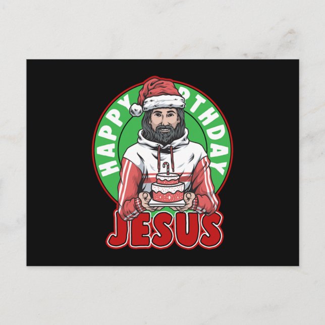 Happy Birthday Jesus Cake Xmas Merry Christmas Gif Vykort (Framsida)