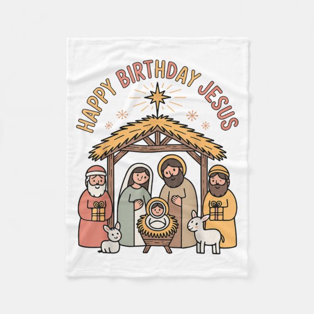 Happy Birthday Jesus Christmas Christian Outfit To Fleecefilt (Framsidan)