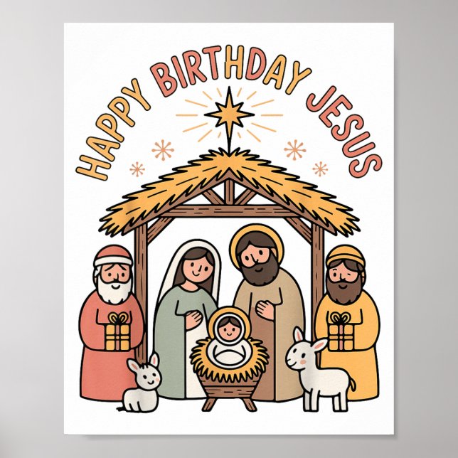 Happy Birthday Jesus Christmas Christian Outfit To Poster (Framsidan)