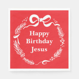 Happy Birthday Jesus | Hand Drawn Bow Christmas Pappersservett