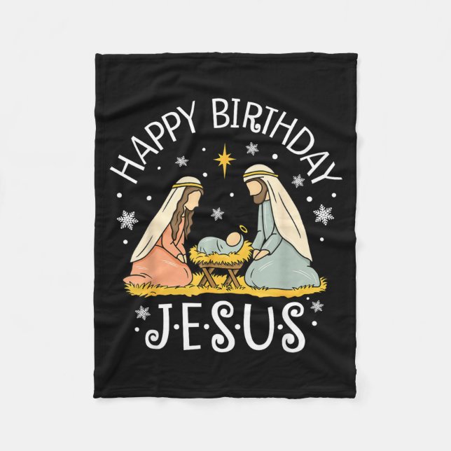 Happy Birthday Jesus Ugly Christmas Sweater Christ Fleecefilt (Framsidan)