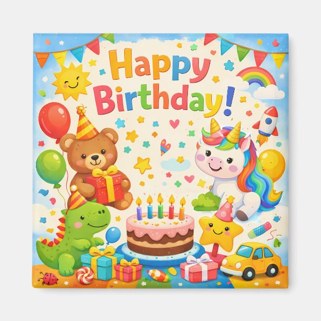 Happy Birthday Kids Party Magnet (Framsidan)