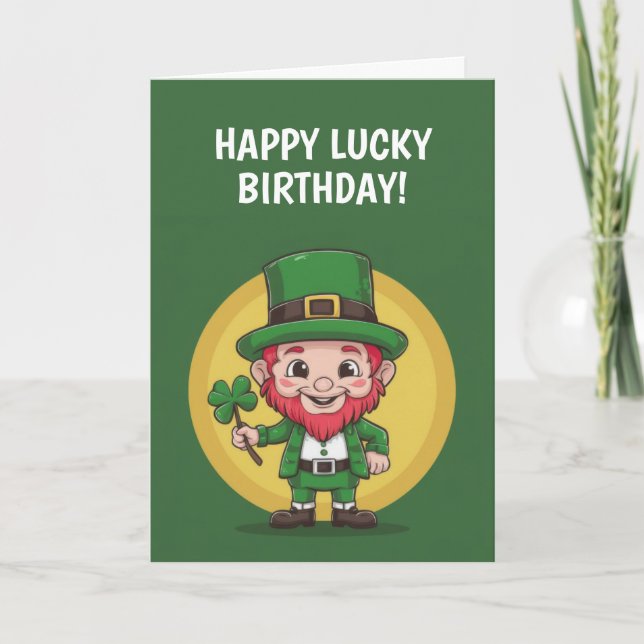 Happy Birthday Leprechaun Kort (Framsida)