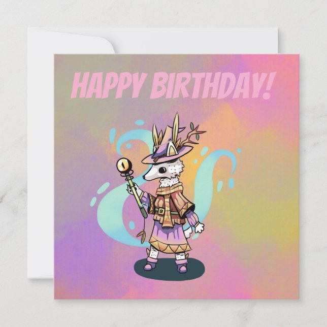 Happy Birthday Magical wolf Kort (Framsida)