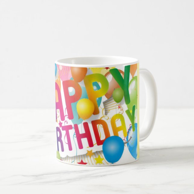 Happy Birthday Mug Kaffemugg (Bold colorful birthday design!)