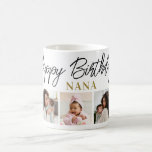 Happy Birthday Nana 5 Photo Collage Keepsake  Kaffemugg<br><div class="desc">Unique photo collage mug  in black and gold personalized with 5 grandchildren pictures for grandma's birthday. Makes a special keepsake mug for grandmother.</div>