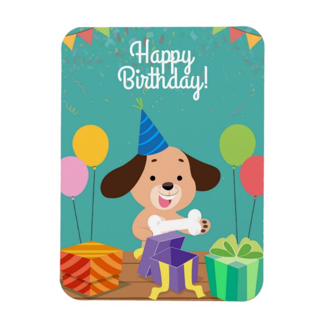 Happy birthday of the dog magnet (Vertikal)