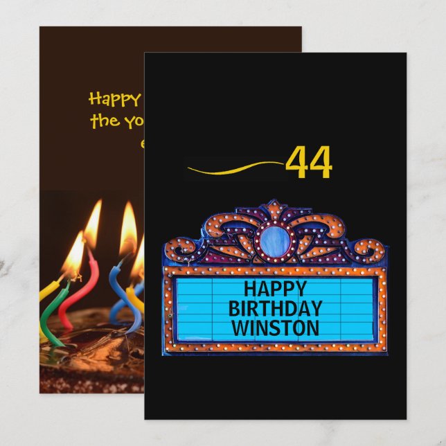 Happy Birthday on a Theater Marquee (Fram/baksida)