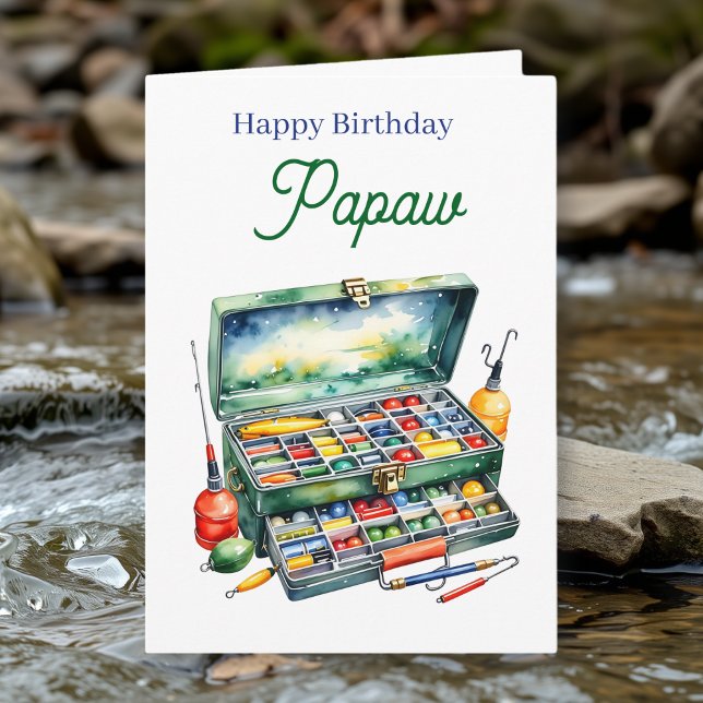 Happy Birthday Pawpaw | Fishing Tackle Box Kort (Skapare uppladdad)