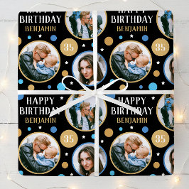 Happy Birthday Photo Collage Any Age 35th Blue Presentpapper