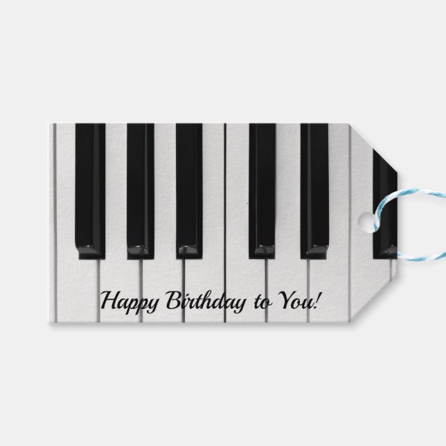 Happy birthday piano keys presentetikett (Framsidan (Horisontell))