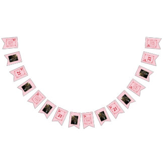 Happy Birthday Pink Cherry Photo Bunting Flags  Vimplar
