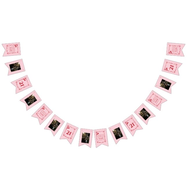 Happy Birthday Pink Cherry Photo Bunting Flags  Vimplar (Alla)