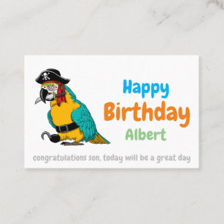 Happy Birthday pirate parrot Visitkort