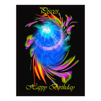 Happy Birthday Pisces - Fische Fototryck