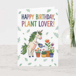 Happy Birthday Plant Lover Unicorn Watering Flower Kort