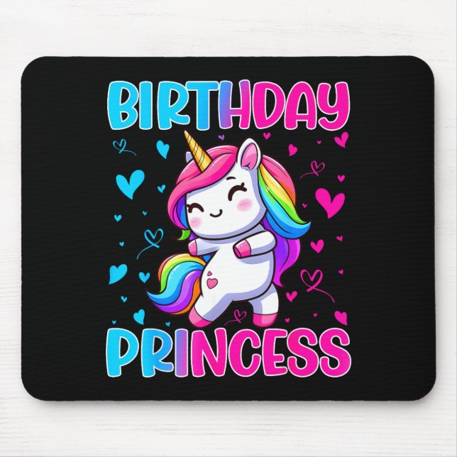 Happy Birthday Princess Unicorn Cute Rainbow Heart Musmatta (Framsidan)