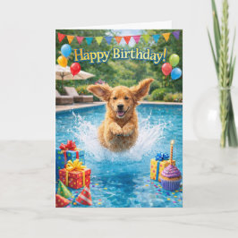 Happy Birthday Puppy Plunge Pool Party  Kort