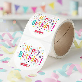 Happy Birthday (Retro) Runt Klistermärke