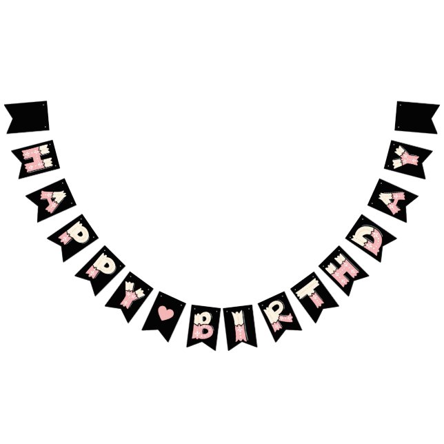 Happy Birthday Rosa Beige Vimplar (Alla)