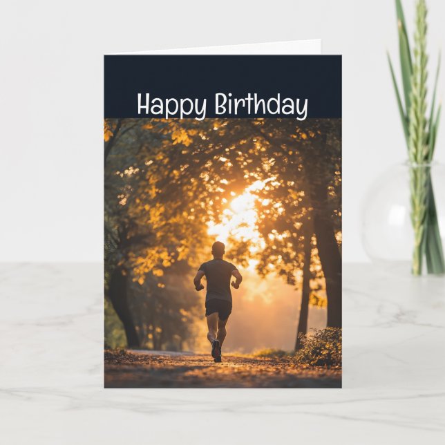 Happy Birthday Runner Running Marathon Competitive Kort (Framsida)