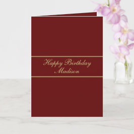 Happy Birthday Script Name Burgundy Gold Kort