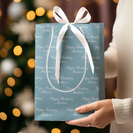 Happy Birthday Script Name Dusty Blue