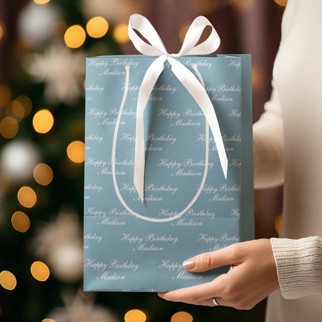 Happy Birthday Script Name Dusty Blue (Skapare uppladdad)