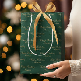 Happy Birthday Script Name Green Gold