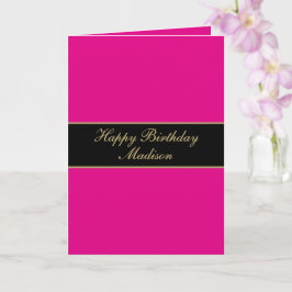 Happy Birthday Script Name Pink Black Gold Kort