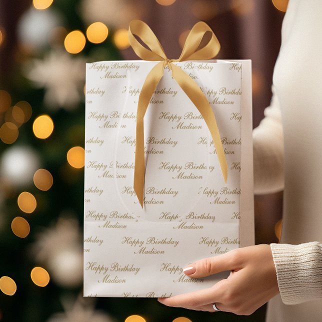 Happy Birthday Script Name White Gold (Skapare uppladdad)