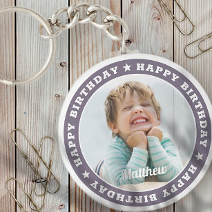 Happy Birthday Simple Modern Custom Photo Nyckelring