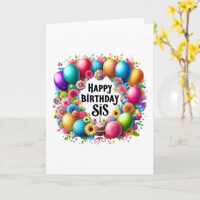 Happy Birthday SIS Kort (Gul blomma)