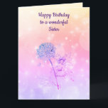 Happy Birthday Sister Kort<br><div class="desc">Beautiful Flower Fairy design Happy Birthday Sister Greeting Card.</div>