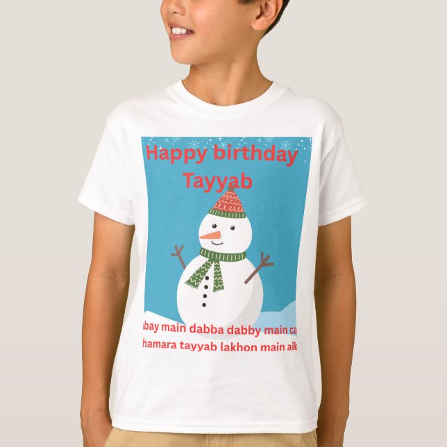 Happy Birthday Snowman T-Shirt | Cute Winter Birth (Framsida)