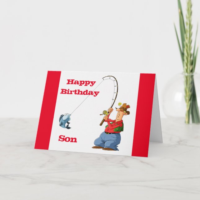HAPPY BIRTHDAY *SON* FAVORITE FISHERMAN Card Kort (Framsida)