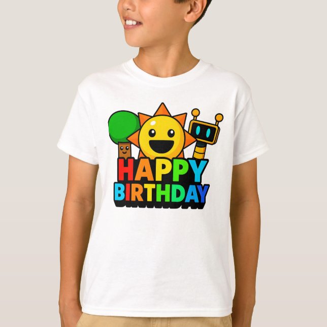 Happy Birthday Sprunki - Tree Sun Funbot T Shirt (Framsida)