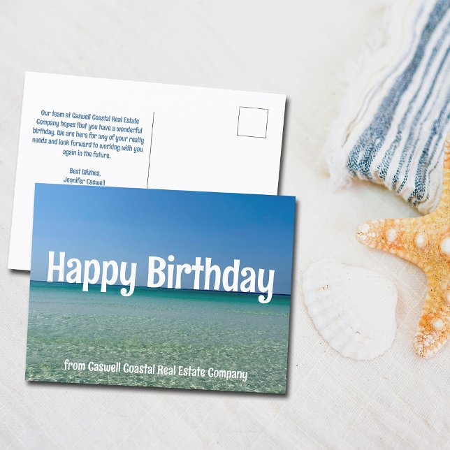 Happy Birthday Strand Company Anpassad Kust Vykort (Skapare uppladdad)